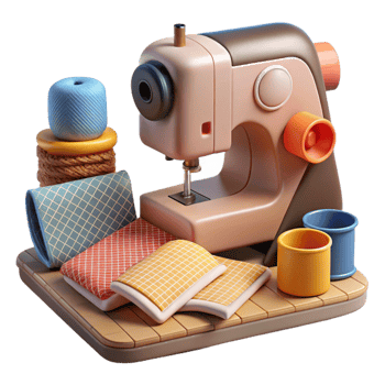 vibrant rustic Pattern Maker with Sewing Machine and Fabric Samples Transparent Background genuine png