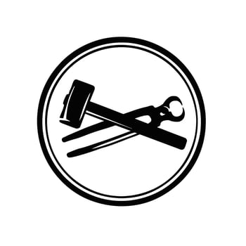 Icon symbol monochrome tools for working with metal, forging, jewelry vector