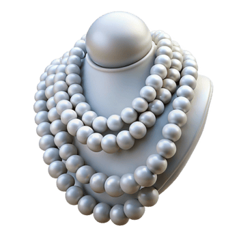 beautiful rustic Pearl Necklace Layered White Transparent Background high resolution png