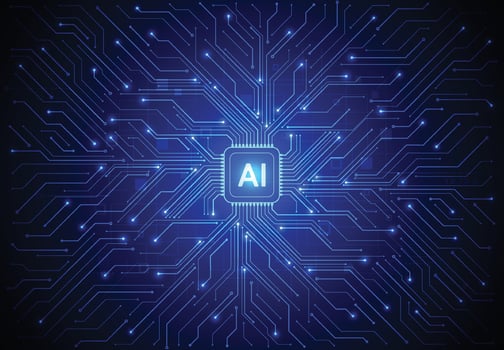 Artificial intelligence chipset on circuit board in futuristic concept vector