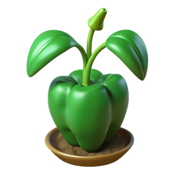 dramatic modern Pepper Plant Green Peppers Isolated Cutout png