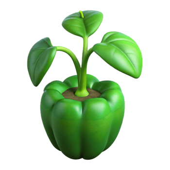 elegant artistic Pepper Plant Green Peppers Isolated Cutout professional png