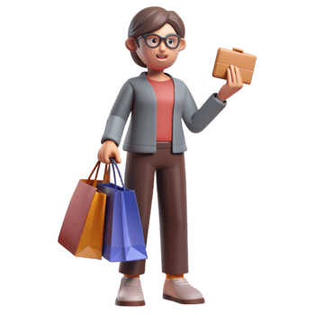 magnificent contemporary Personal Shopper with Shopping Bags and Credit Card high resolution png