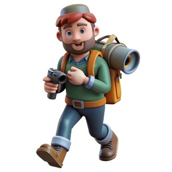 beautiful classic Photographer Hiking with Camera Cutout detailed png