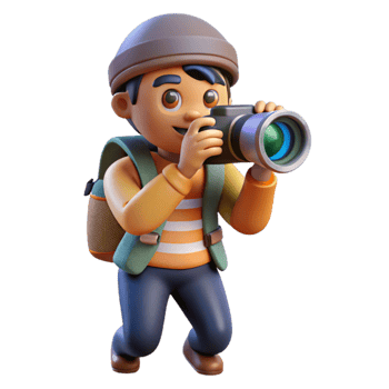 vibrant contemporary Photographer in Action Cutout Transparent Background authentic png
