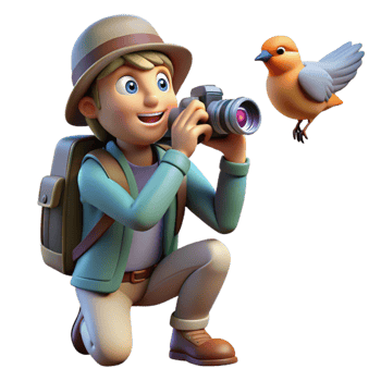 serene vintage Photographer Taking Photo of Wildlife Cutout original png