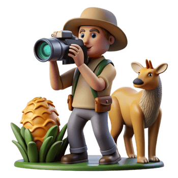 impressive contemporary Photographer with Backpack and Camera Cutout detailed png