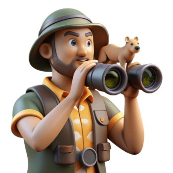 extraordinary creative Photographer with Binoculars Spotting Wildlife Cutout exclusive png