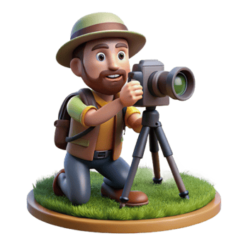 impressive classic Photographer with Camera and Backpack Hiking Cutout detailed png