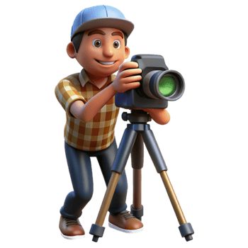 impressive minimalist Photographer with Camera on Beach Cutout png