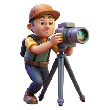vibrant traditional Photographer with Camera on Beach Cutout detailed png