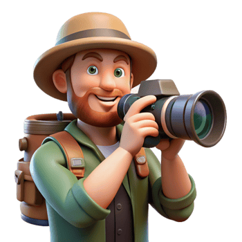 vibrant minimalist Photographer with Telephoto Lens Capturing Wildlife professional png