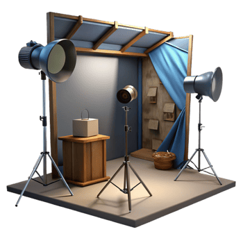 vibrant creative Photo Studio with Lighting Equipment png