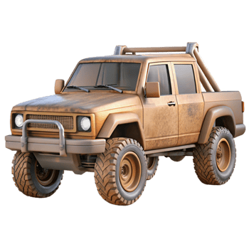 vibrant artistic Pickup Truck with Off Road Suspension Cutout detailed png
