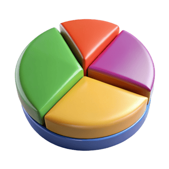 beautiful artistic Pie Chart with Colorful Segments Transparent Background professional png