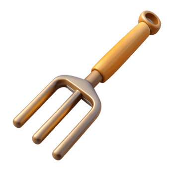 dramatic rustic Pitchfork Cutout with Wooden Handle Transparent Background detailed png