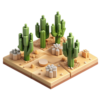 magnificent contemporary Pixel Art Desert Landscape with Cactus Transparent Background exclusive png