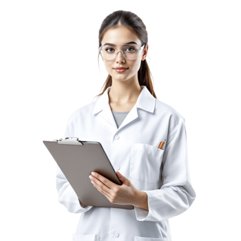 A female doctor holding a clipboard png