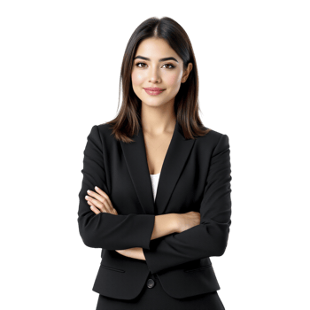 A beautiful young business woman in a black suit png