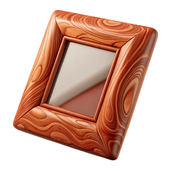 dramatic minimalist Polished Cherry Wood Picture Frame Front View Transparent Background professional png