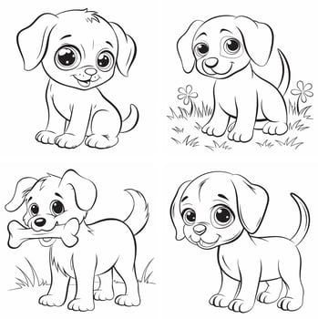 Dachshund pug and corgi coloring pages for pet lovers vector
