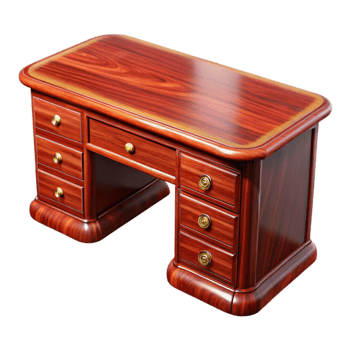 stunning creative Polished Mahogany Wood Desk Isolated png