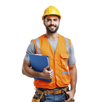 A construction worker holding a folder png