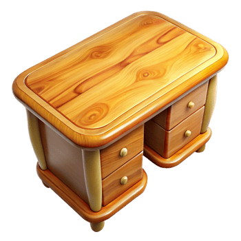 vibrant traditional Polished Maple Wood Desk Top View professional png