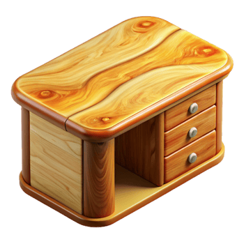 wonderful rustic Polished Maple Wood Desk Top View premium png