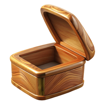 impressive modern Polished Oak Wood Box Open Lid Transparent Background exclusive png