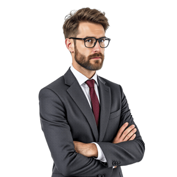 A man in a suit and tie with his arms crossed png