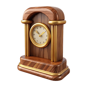 extraordinary minimalist Polished Walnut Wood Clock Case Isolated premium png