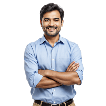 A man in a blue shirt and khaki pants png