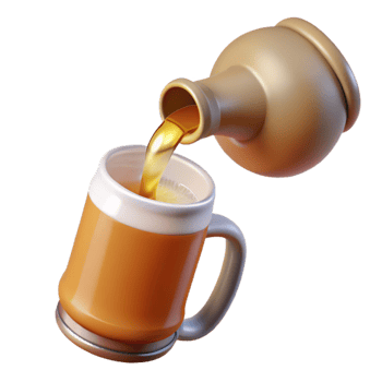 vibrant creative Pouring Beer From Growler Into Glass Transparent Background premium png
