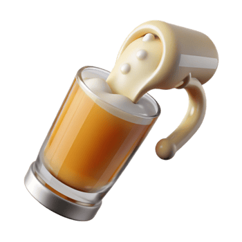 dramatic modern Pouring Beer Into Glass with Splash Transparent Background original png