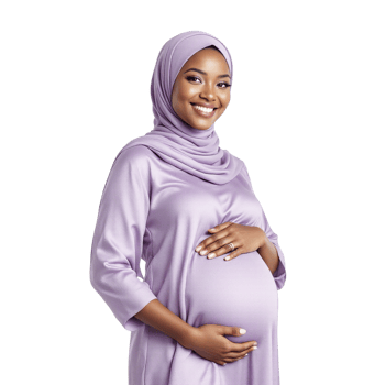 A pregnant woman in a purple dress png