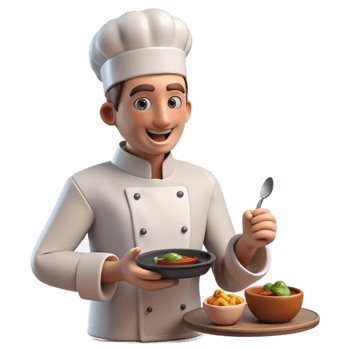 serene rustic Private Chef Preparing Gourmet Meal Transparent high quality png