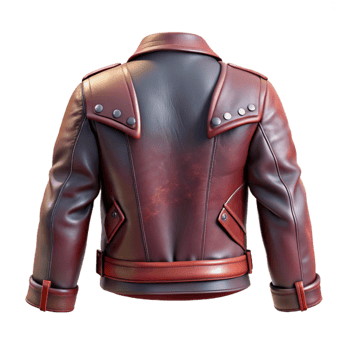 elegant vintage Punk Rock Leather Jacket Back View Transparent Background premium png