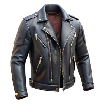 dramatic classic Punk Rock Leather Jacket Back View Transparent Background genuine png