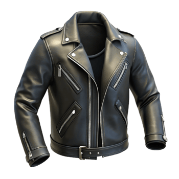beautiful minimalist Punk Rock Leather Jacket Back View Transparent Background original png