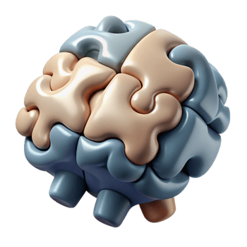 dramatic creative Puzzle Pieces Forming Brain Shape Cutout exclusive png