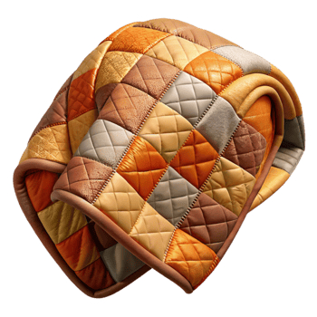 wonderful contemporary Quilted Throw Blanket Patchwork Design Cutout with Warm Colors premium png