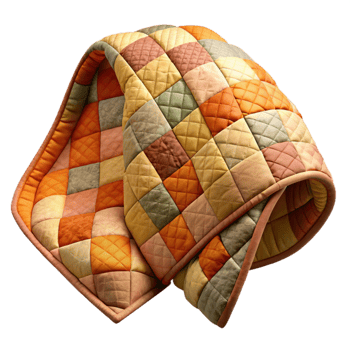 serene minimalist Quilted Throw Blanket Patchwork Design Cutout with Warm Colors authentic png