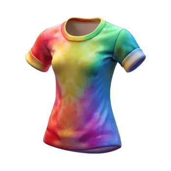 stunning contemporary Rainbow Tie Dye T Shirt Isolated Flatlay detailed png