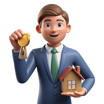serene minimalist Real Estate Agent with House Keys Cutout Element png