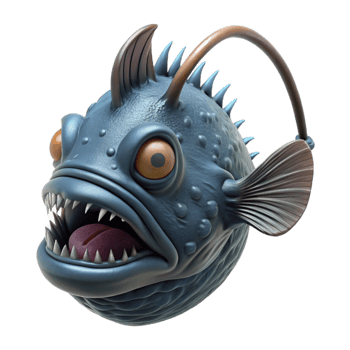 dramatic minimalist Realistic Anglerfish Cutout Isolated high quality png