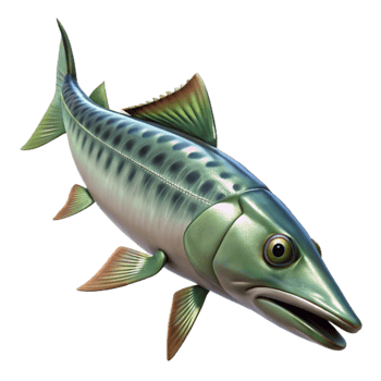 serene classic Realistic Barracuda with Transparent Background premium png