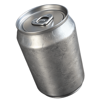 extraordinary artistic Recycled Aluminum Can with Silver Finish Isolated png