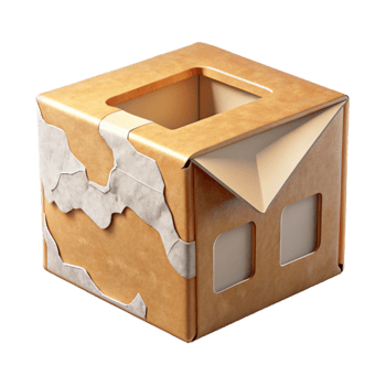 impressive vintage Recycled Cardboard Box with Tape Isolated Cutout detailed png
