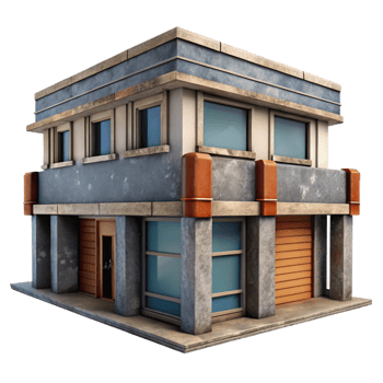 serene creative Recycled Material Building Facade Isolated premium png